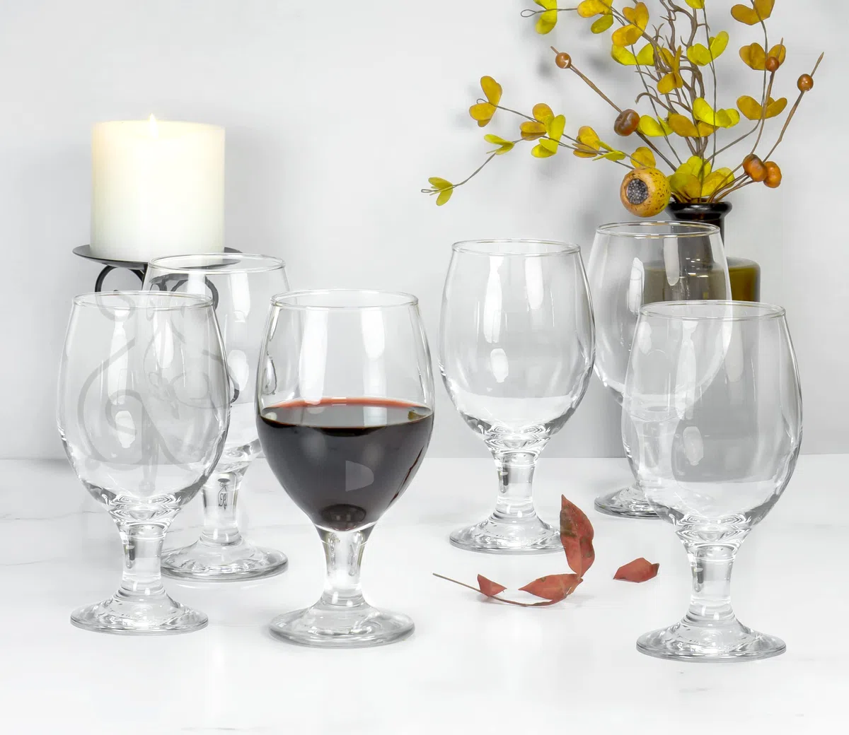 Red Co. Belluno Classic - Vasos transparentes para agua, jugo, licor, copas de vino, juego de 6 (13.5 onzas)