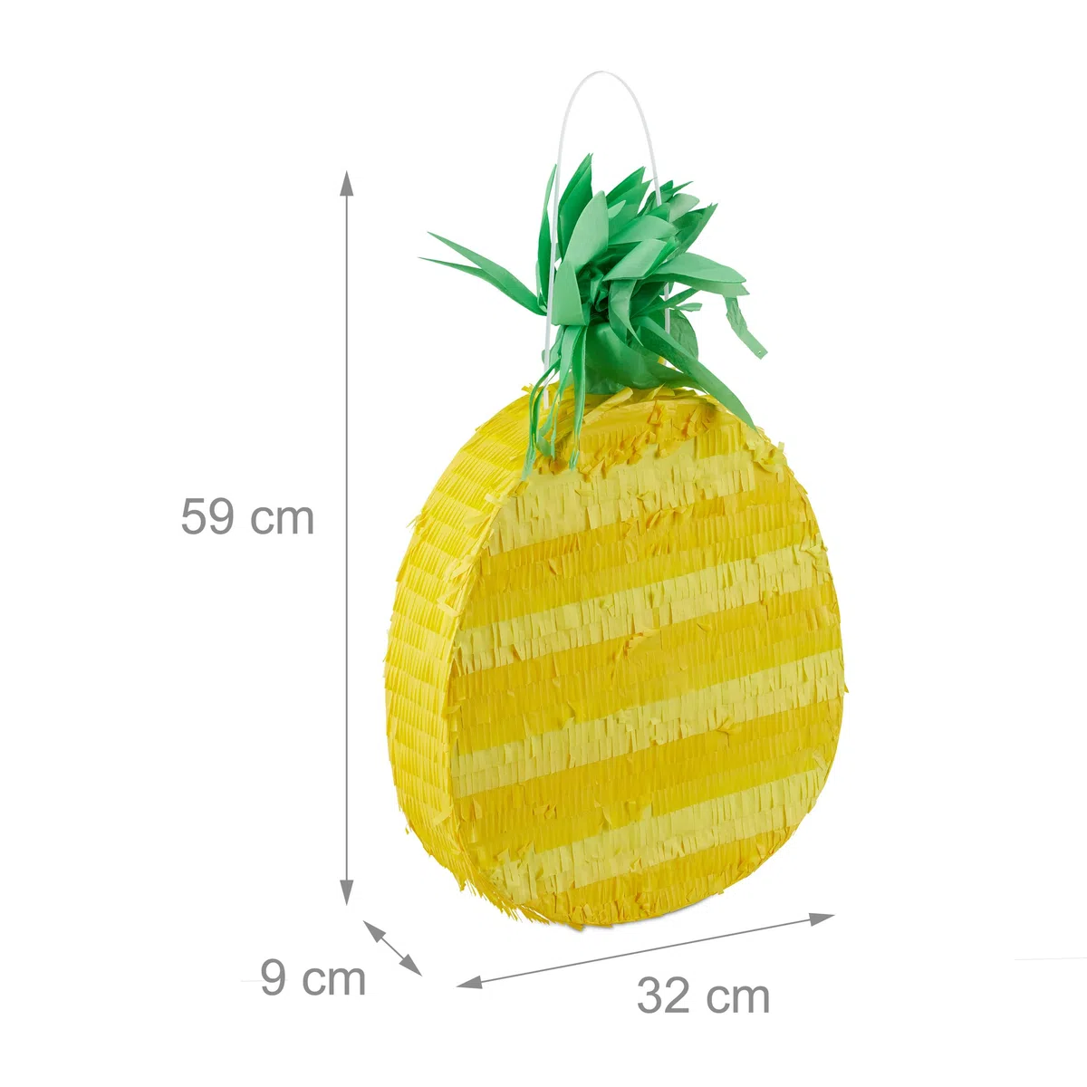 Relaxdays Piñata Piña, Golpear y Rellenar, Colgante, Fiesta Playa, Despedidas Soltero, Verano, Piñata Fruta, Amarillo