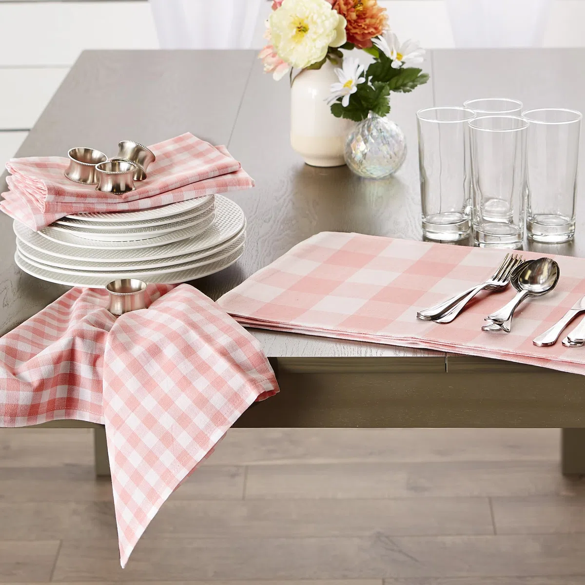 DII Gingham Check, rosa, servilleta