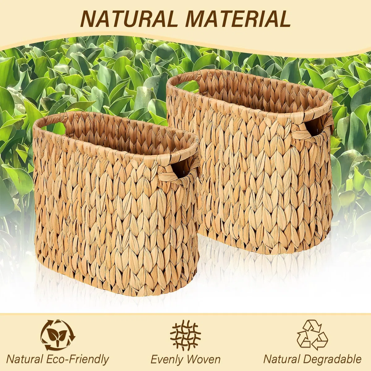 Jacinto de Agua Trenzado, Materiales Naturales Tejidos a Mano, Cesta de Almacenamiento Tejida, Almacenamiento de Papel Higiénico, Organizador de Armario, Cestas de Almacenamiento de Baño
