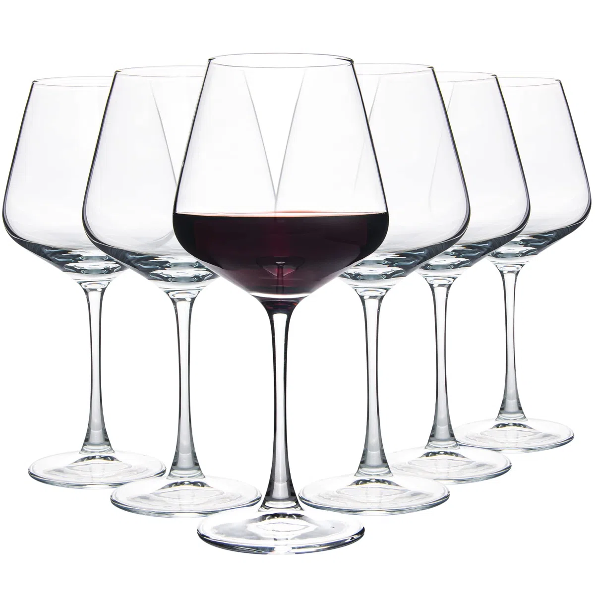 YANGNAY Copas de vino (juego de 6, 20 onzas), grandes copas de vino burdeos transparentes para vino tinto, borde liso, aptas para lavavajillas