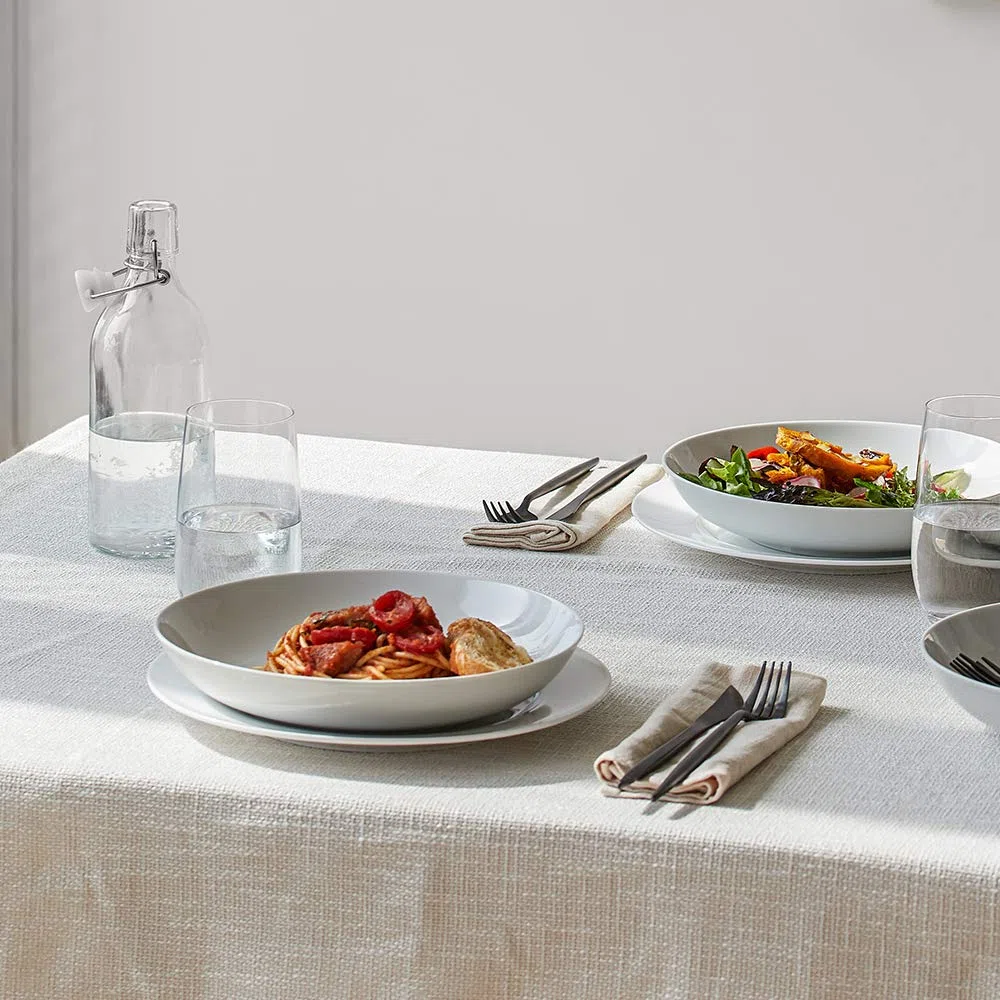 Y YHY Cuencos de Pasta Set de 6, 23,6 x 4,8 cm Plato Hondo Sopa de Porcelana, Fuente Ensaladera Grande, Platos Llanos, Cuencos Cocina Apto para Lavavajillas, Microondas y Horno-1180 ml, Blanco