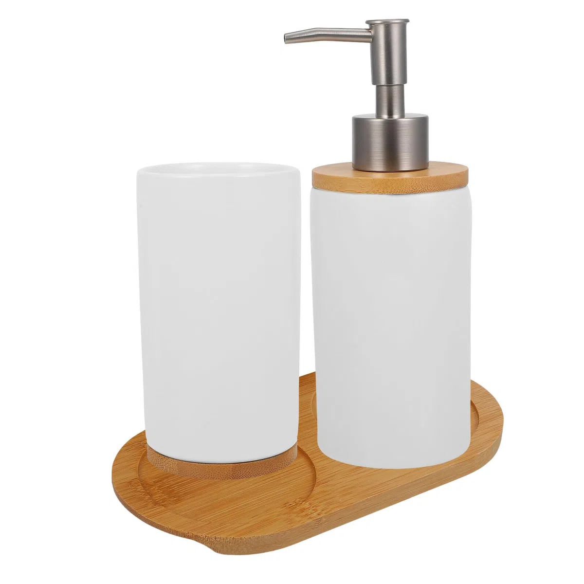 BESPORTBLE Juego de Accesorios de Baño de Cerámica Incluye Vaso para Cepillos de Dientes 350Ml Dispensador de Loción 430Ml y Base Adecuado para Baño y Uso Doméstico