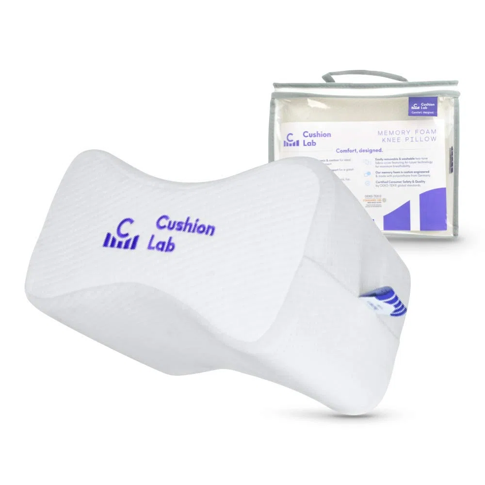 Cushion Lab - Almohada ortopédica Extra densa de Rodilla para Personas Que Duermen de Lado con Funda hipoalergénica, Soporte Firme de piernas para Cadera, Embarazo, ciática, articulaciones, Columna