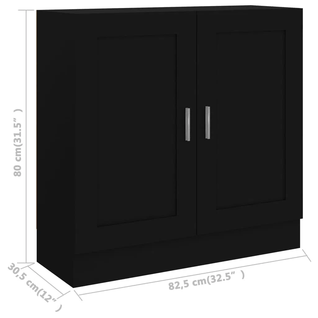 Estantería negra de 82,5 x 30,5 x 80 cm, pequeña estantería de madera MDF con 2 puertas, diseño elegante, resistente y duradero, ahorra espacio, para salón, dormitorio, pasillo
