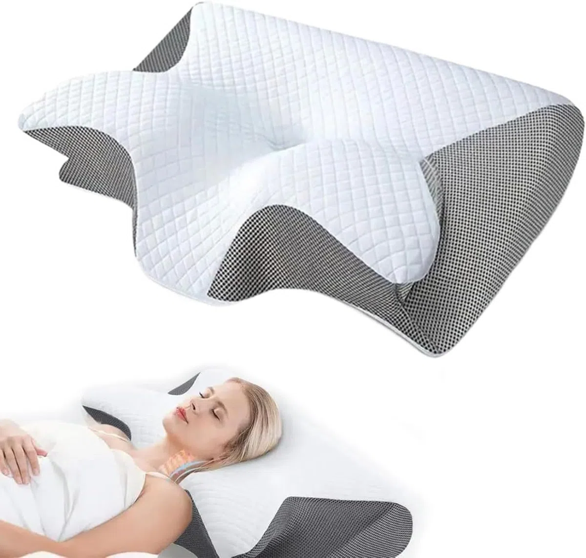 Orthosleep - Almohada ortopédica cervical serenium para aliviar las molestias en el cuello, Serenium cojín ergonómico con funda extraíble para una fácil limpieza