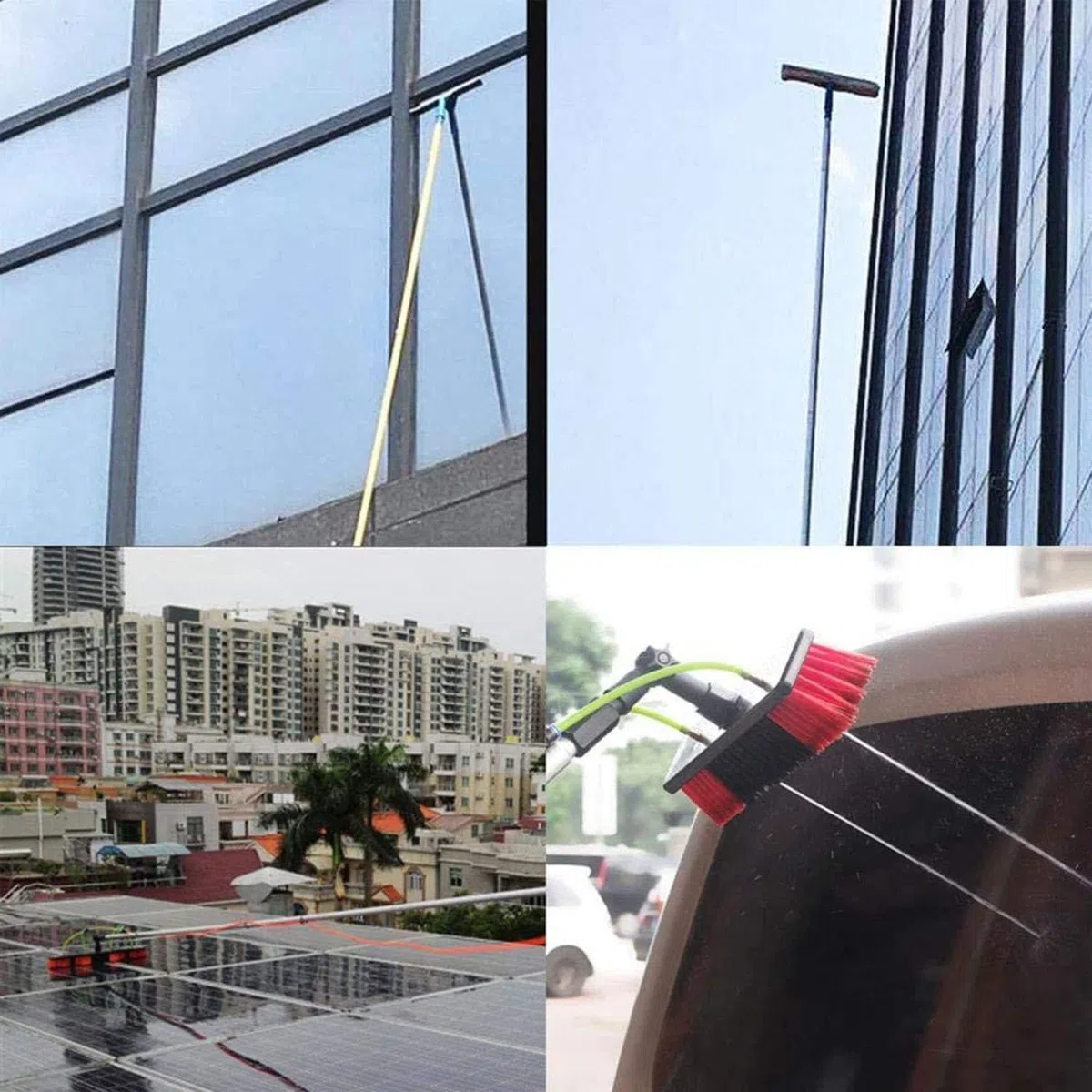 Kit de limpieza de ventanas Teles alimentado por agua de 10 m para techos de invernadero, ideal para limpieza de paneles solares, cepillo extensible para un uso eficiente en exteriores