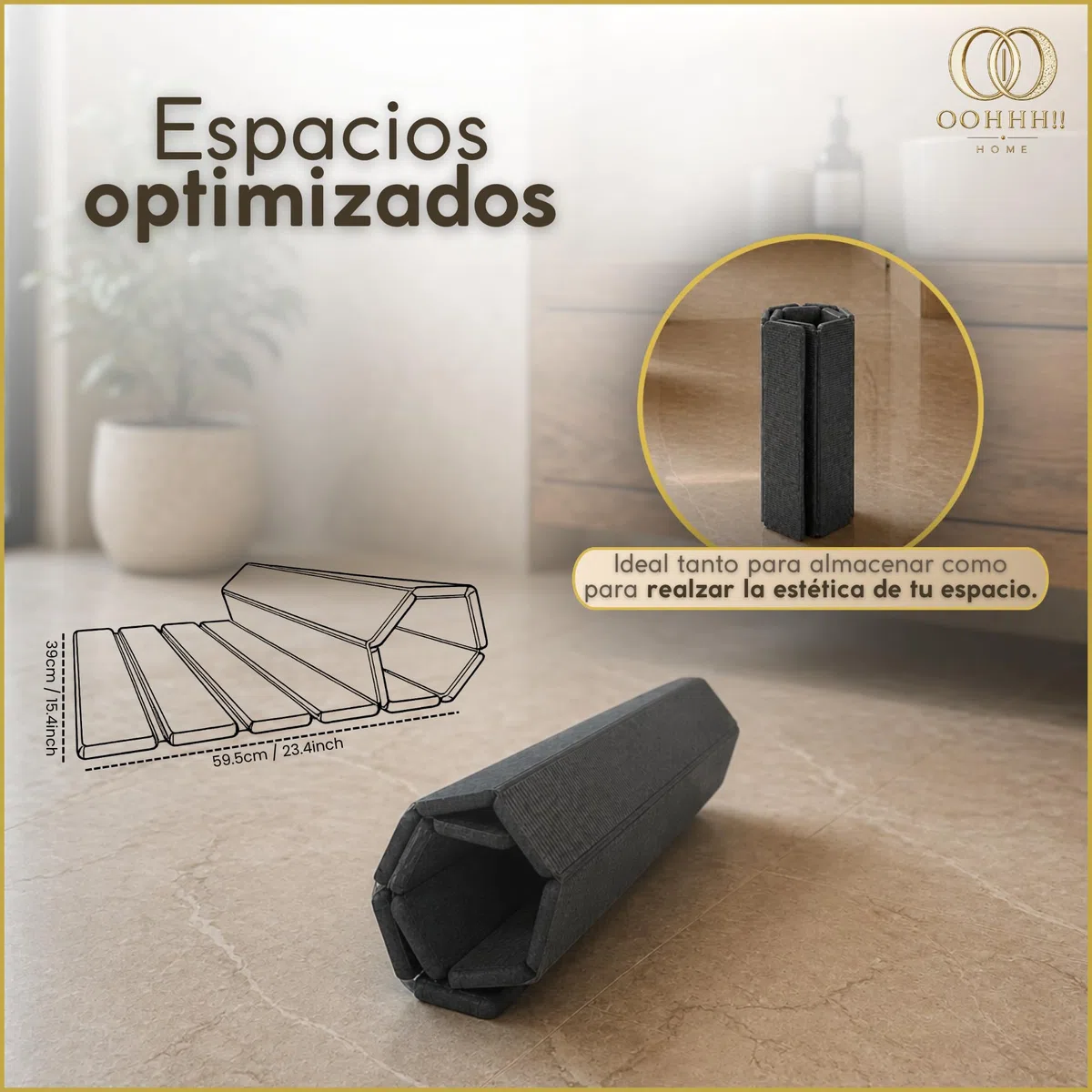Alfombra Diatomita Baño Plegable 60x39 cm, Alfombrilla de Baño de Piedra Diatomita Secado Rápido, Antideslizante, Cortable, Base Absorbente para Ducha, Cocina, Escurreplatos, Plantas y Piscina