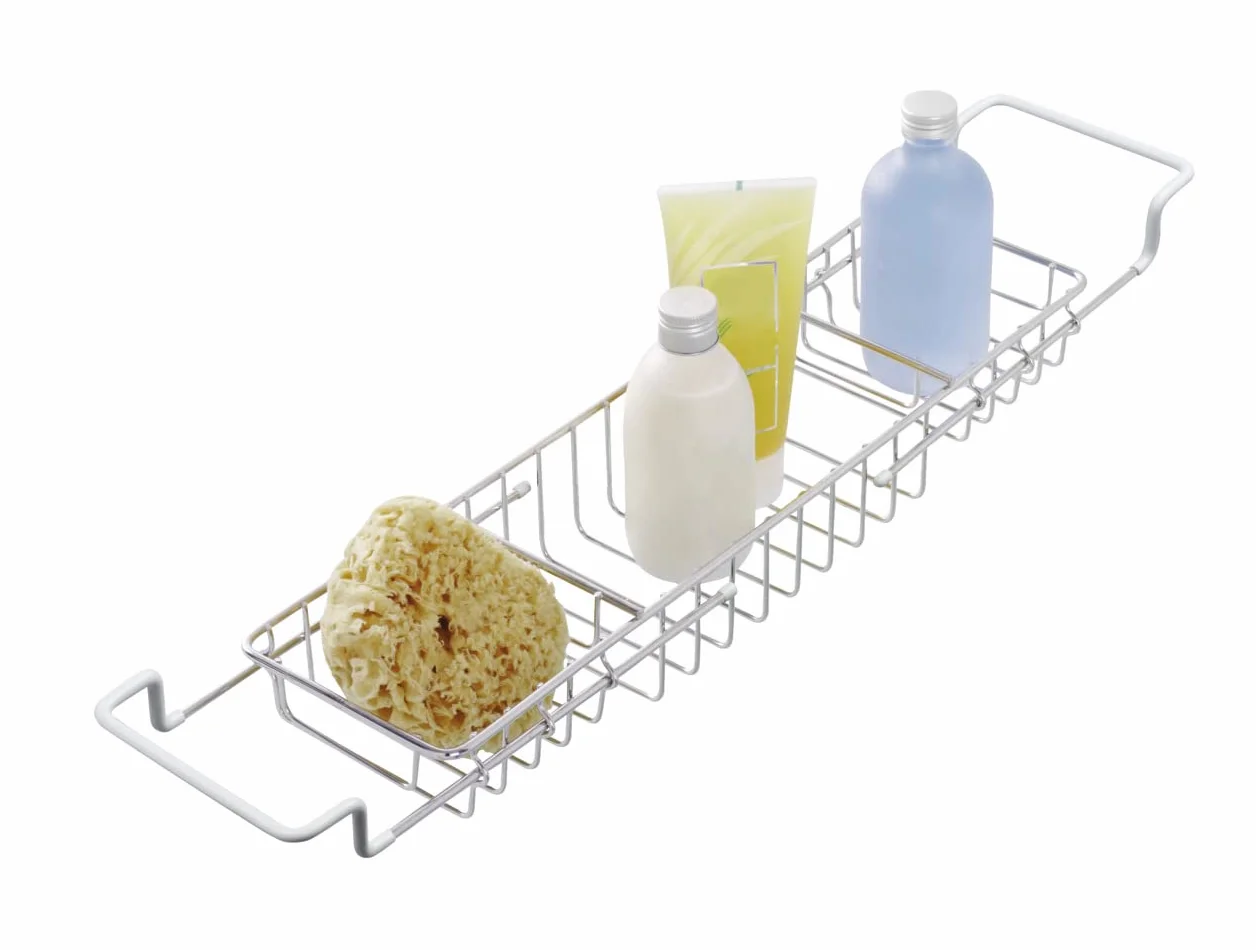 Wenko Puente bañera Acero INOX - Extensible, Acero Inoxidable, 58.5 x 8 x 13 cm, Brillante