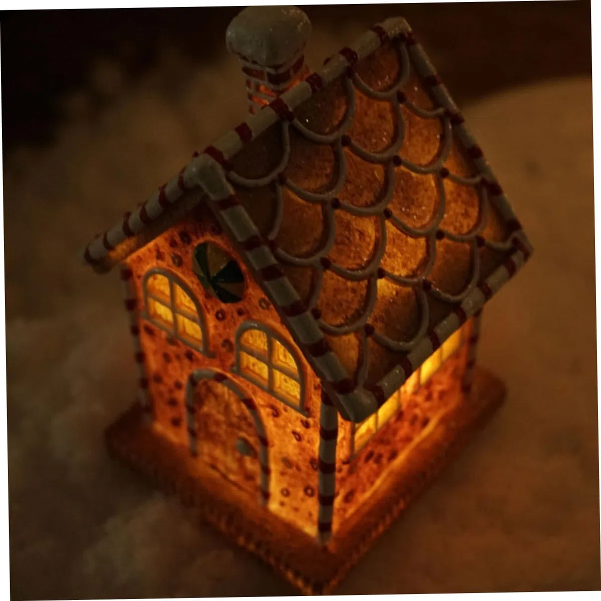 Amosfun Adorno Decorativo Casa de Jengibre Iluminada LED Casa de Jengibre Navideña para Fiesta de Navidad