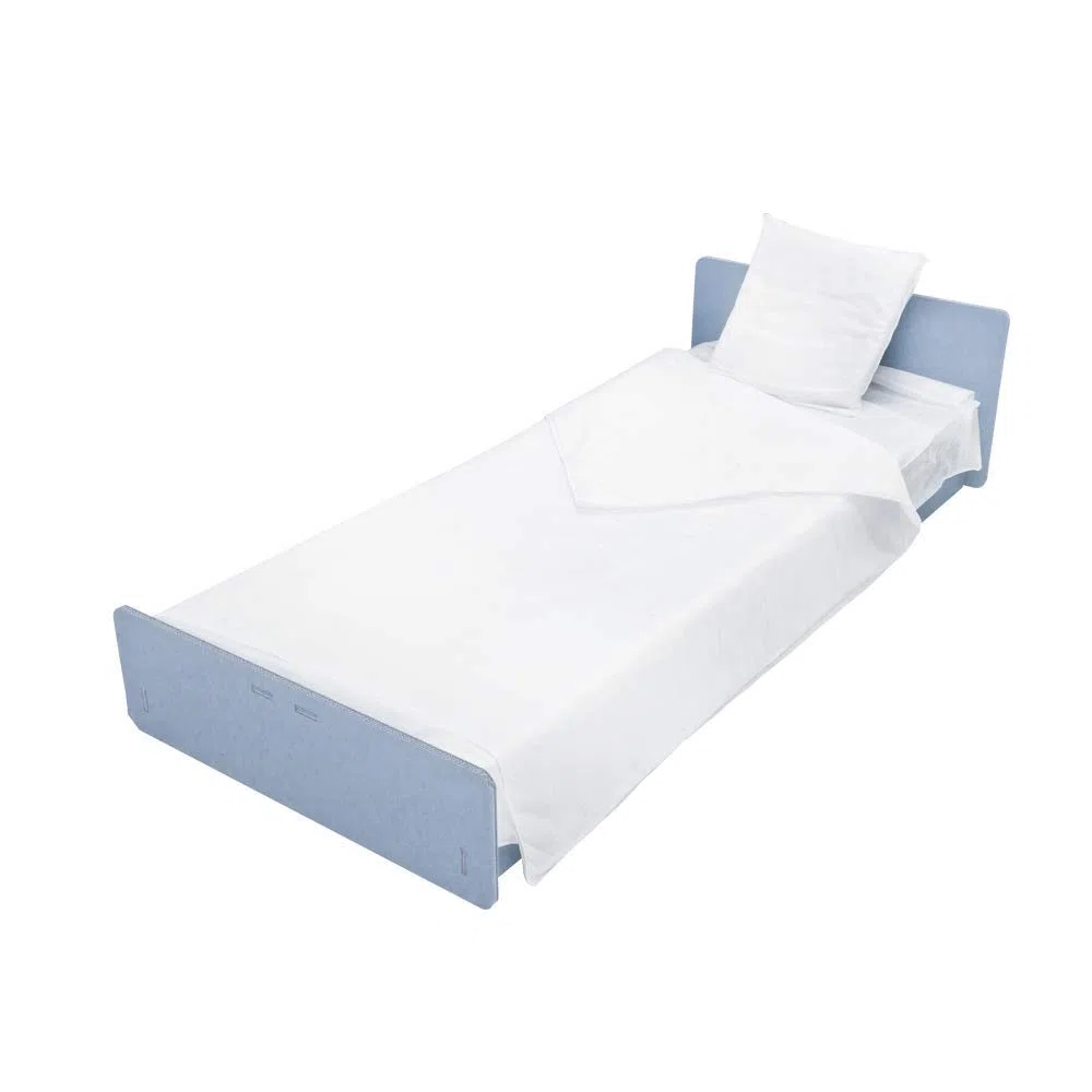 45 Kit Cama Individual Desechable En Tnt 2 Sábanas Cm 140 x 240 y 1 Funda De Almohada Cm 60 x 80