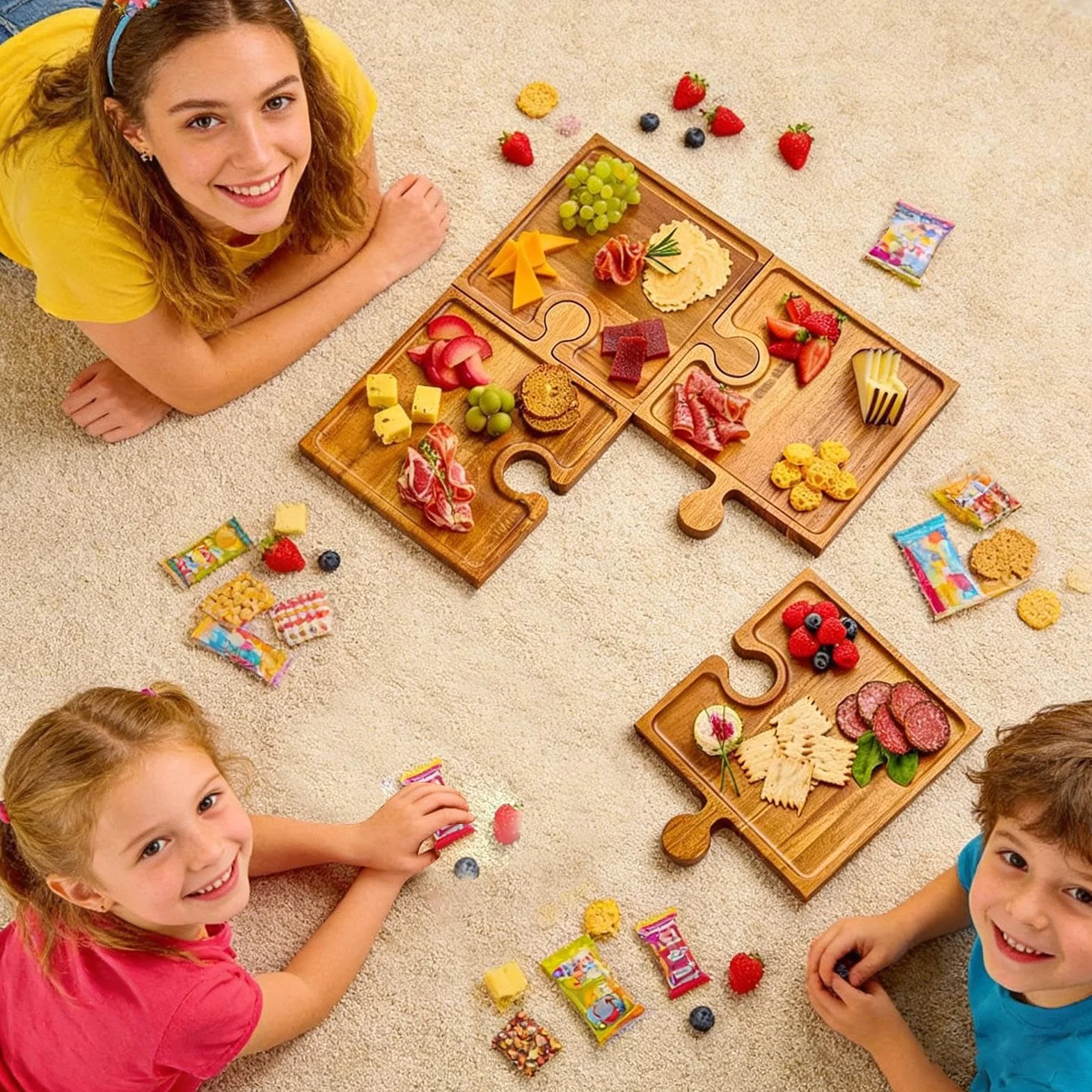 Tabla de embutidos resistente, exhibición decorativa de alimentos, función modular de servir , acento de mesa de entretenimiento, con mango con presentación artística, categoría de
