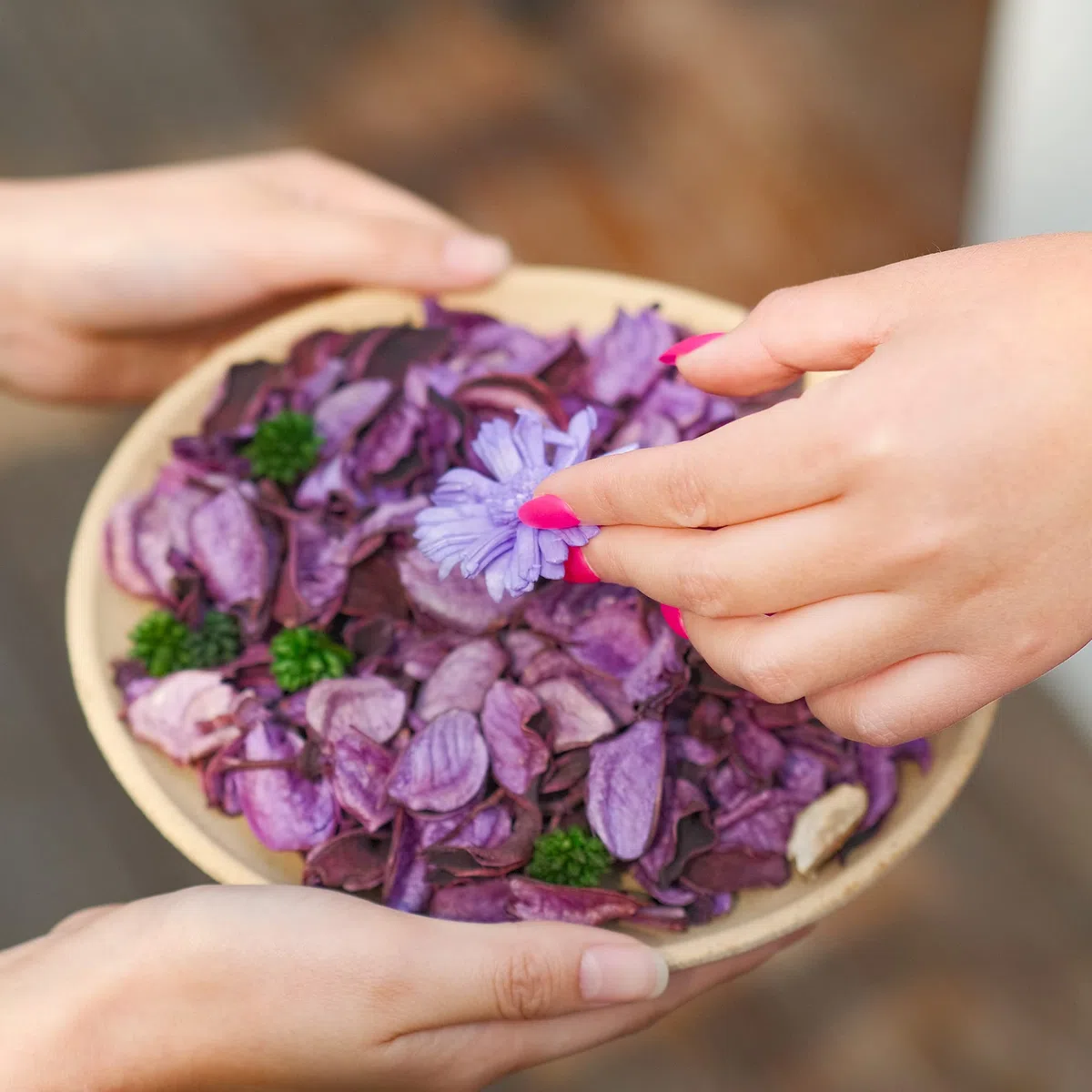 Qingbei Rina Potpourri Lavanda 2 Bolsas, 90g de Fragancia para otoño, Bolsa de popurrí, decoración de Flores, Aroma a habitación, jarrón de Invierno