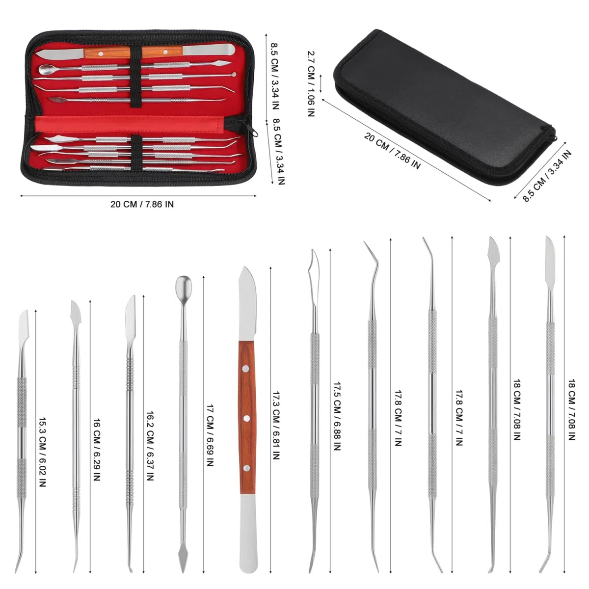 SUPVOX Accesorios de Modelado de Herramientas de Esculpir espátula de Cera de Acero Inoxidable (Bolsa Negra)