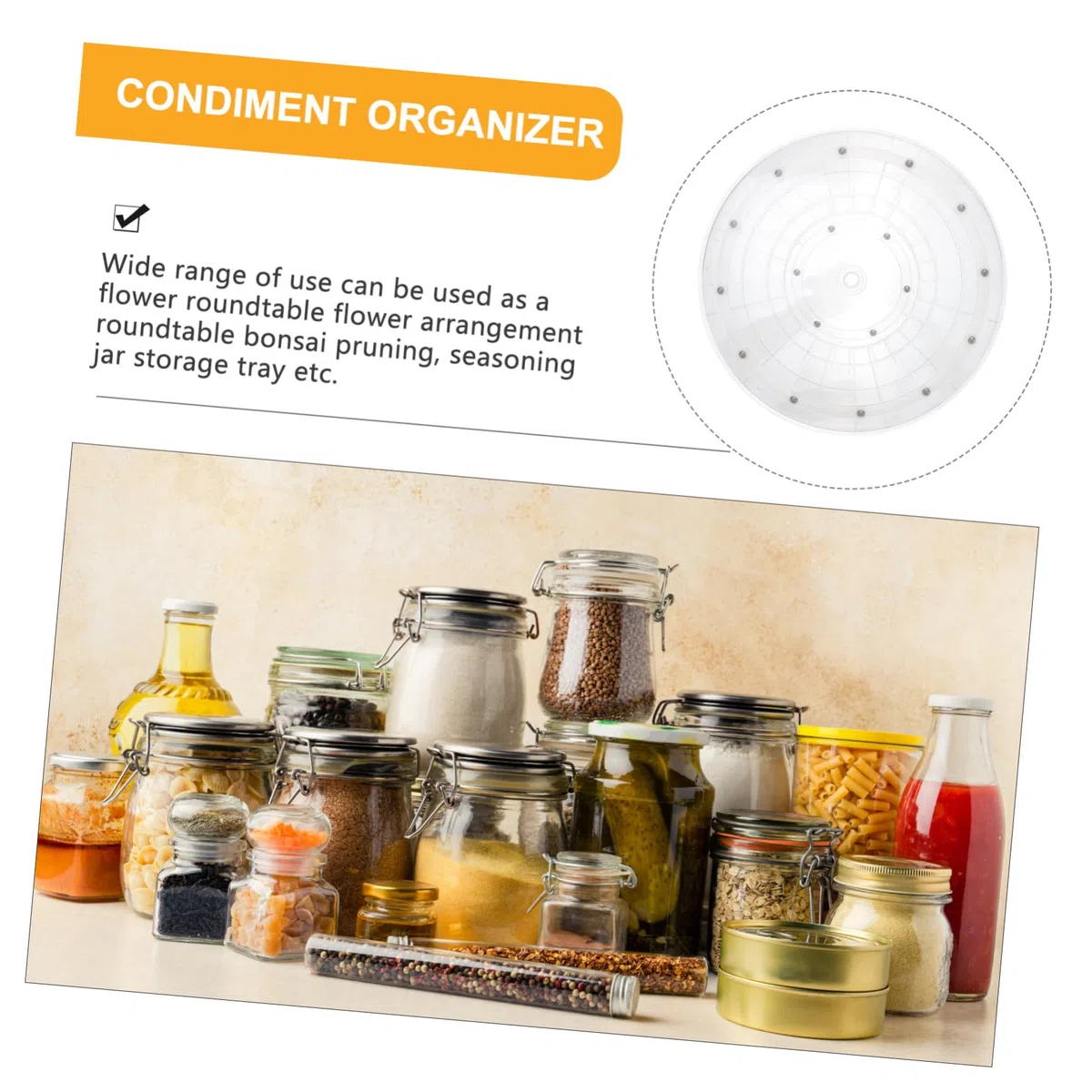 Bandeja Giratoria Acrílico Transparente 30 Cm 12 Pulgadas Plato Giratorio Multifuncional Estante de Almacenamiento Giratorio Organizador de Condimentos para Cocina Hogar