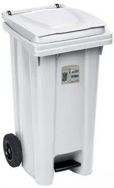 Stefanplast Contenedor con Pedal, Blanco, 120 litros