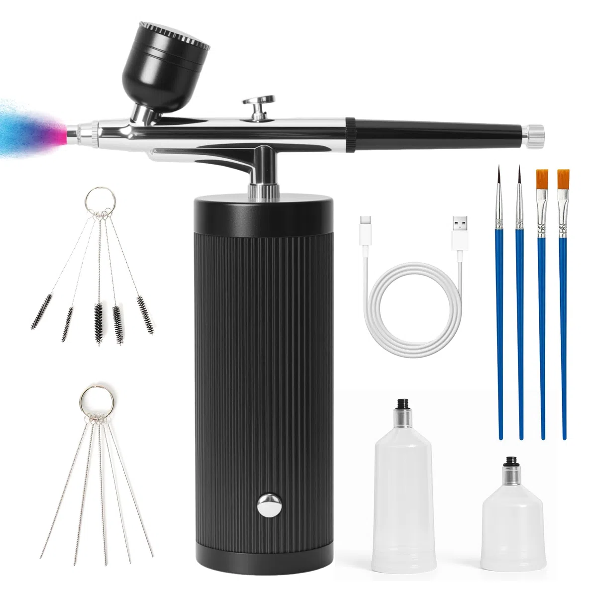 Kit de Aerógrafo con Compresor, Recargable Portátil Inalámbrico Compresor Aerografo, Boquilla de 0.3mm, para Pintura, Uñas, Maquillaje, Arte, Tatuaje, Decoración de Pasteles