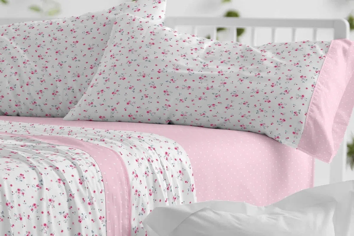 Burrito Blanco│Juego de sábanas, Cama de 105 (+ Medidas Disponibles)│Poliéster 50% Algodón 50%│Fácil Planchado│Diseño 530, Rosa