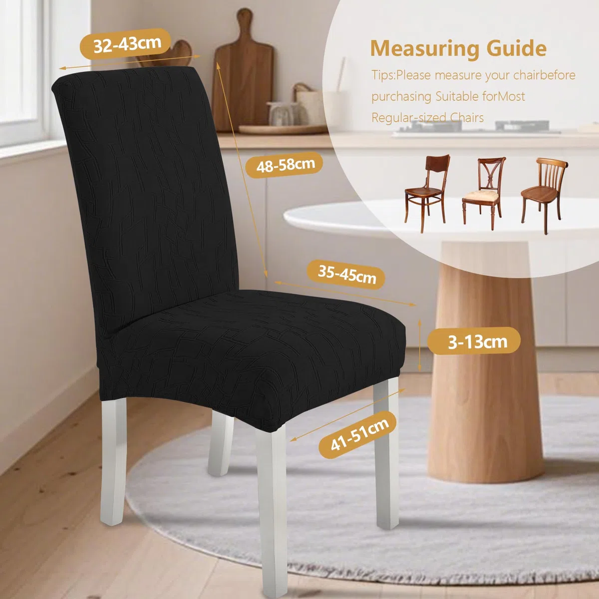 Ystyle Fundas Sillas de Comedor Pack 4 Extensible, Fundas Sillas Elástico Universal Ajustables, Súper Suave Cómodo Antiarañazos para Banquetes Hogar Restaurante Hotel, Negro