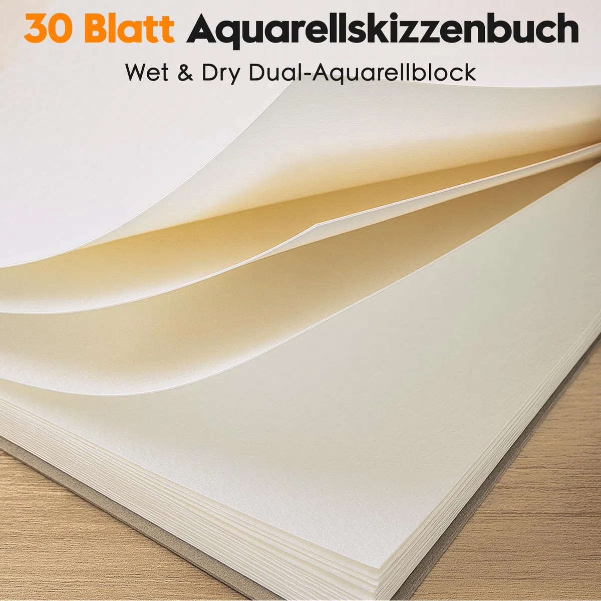 KOVIEDE Papel de acuarela 100% algodón A4, 30 hojas de 300 g/m², papel de acuarela para acuarelas, cuaderno de bocetos de acuarela, papel acuarela para estudiantes, principiantes, cuaderno de bocetos
