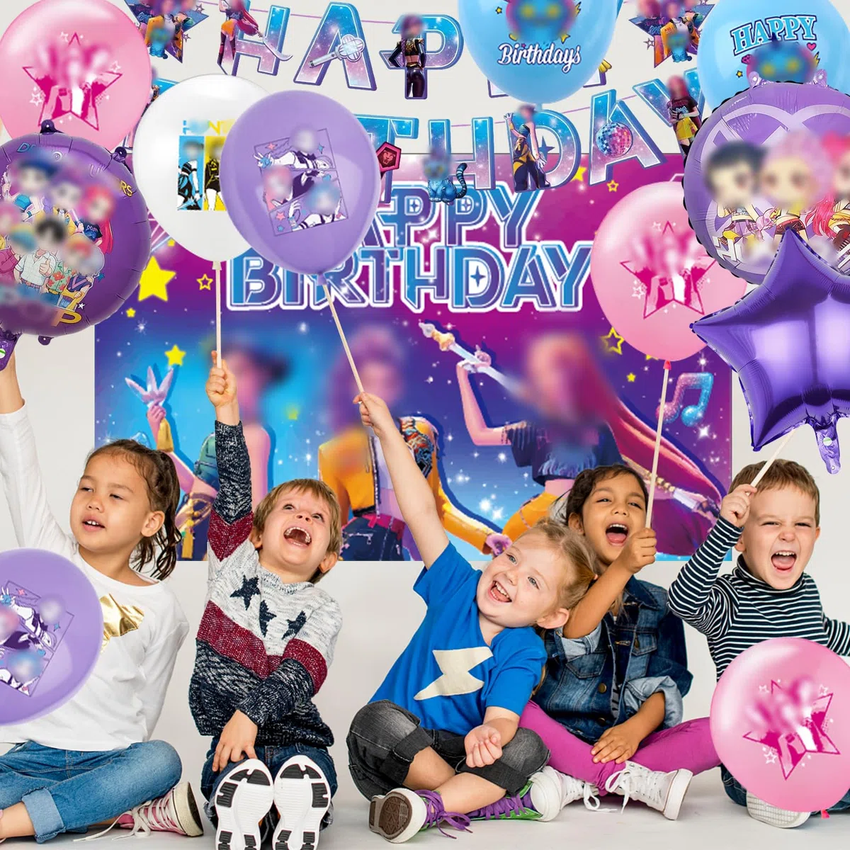 42 Piezas Huntrs Set de Cumpleaños Decoración, Globos para Decoración Fiesta de Cumpleaños (B)