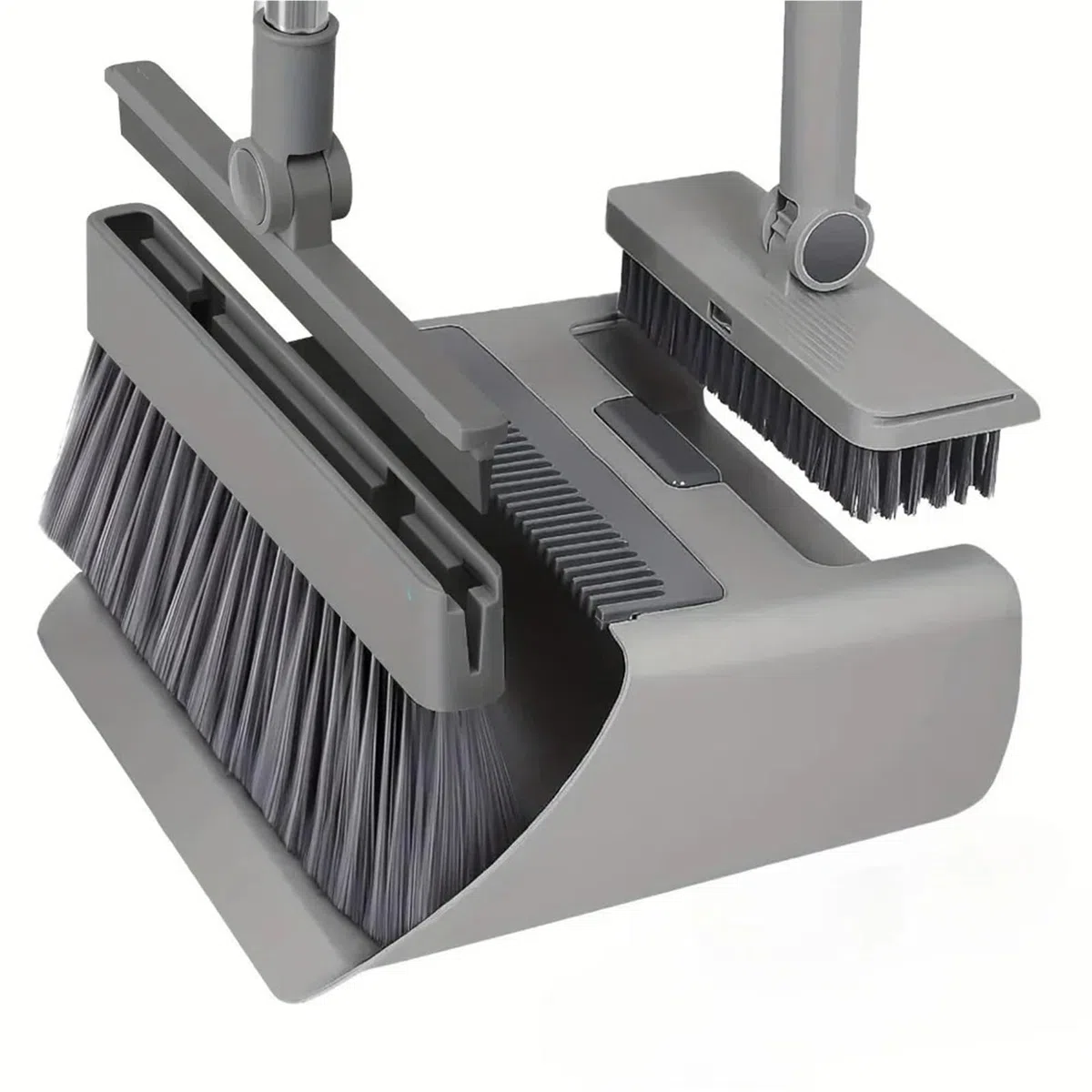 Juego De Escoba Y Recogedor Juego de Escoba y recogedor 4 en 1 Doble Uso for el hogar la Oficina con Cepillo Piso escobilla Goma Oculta for Limpieza Vidrio Grasa(Gray)
