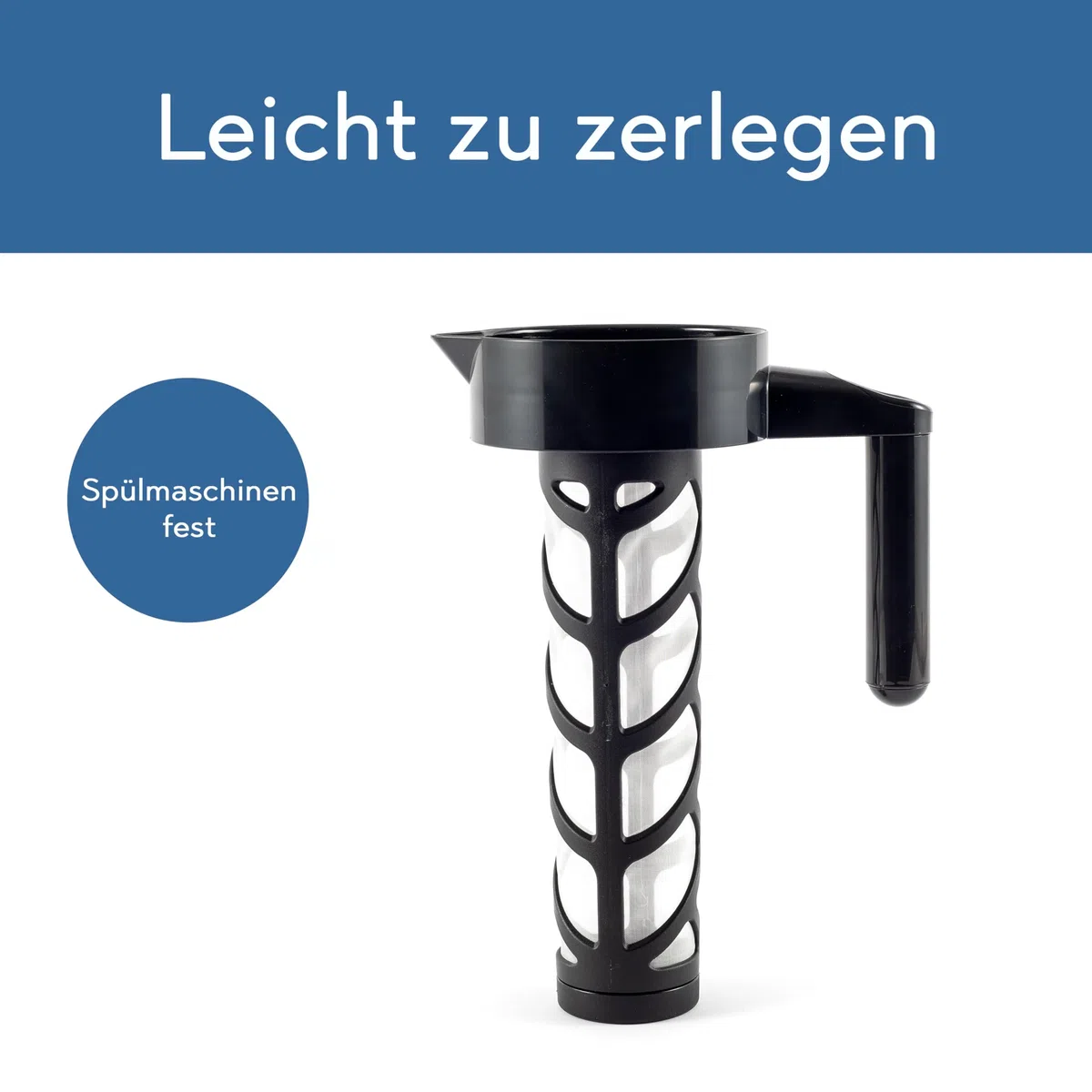 Hanseküche Cafetera de cristal de 1,2 L, con filtro mejorado, edición 2024