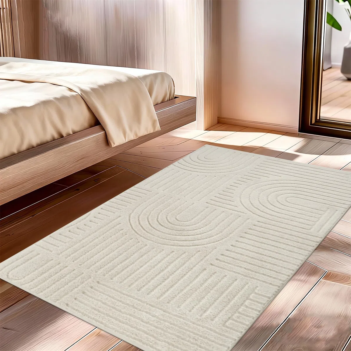 Famibay Alfombra Pasillo 80x150cm Alfombra Cocina Lavable Antideslizante Alfombras Pasillo Entrada Beige Moderna para Corredor Entrada Dormitorio Lavandería