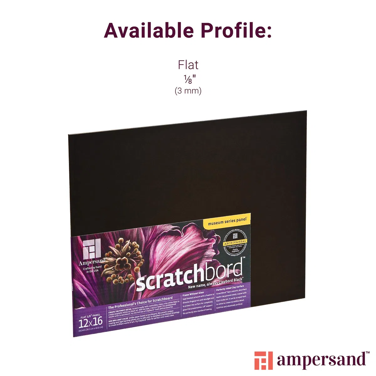Ampersand Art Supply Museum Series - Tabla rascadora, arcilla, negro, 20,3 x 20,3 cm