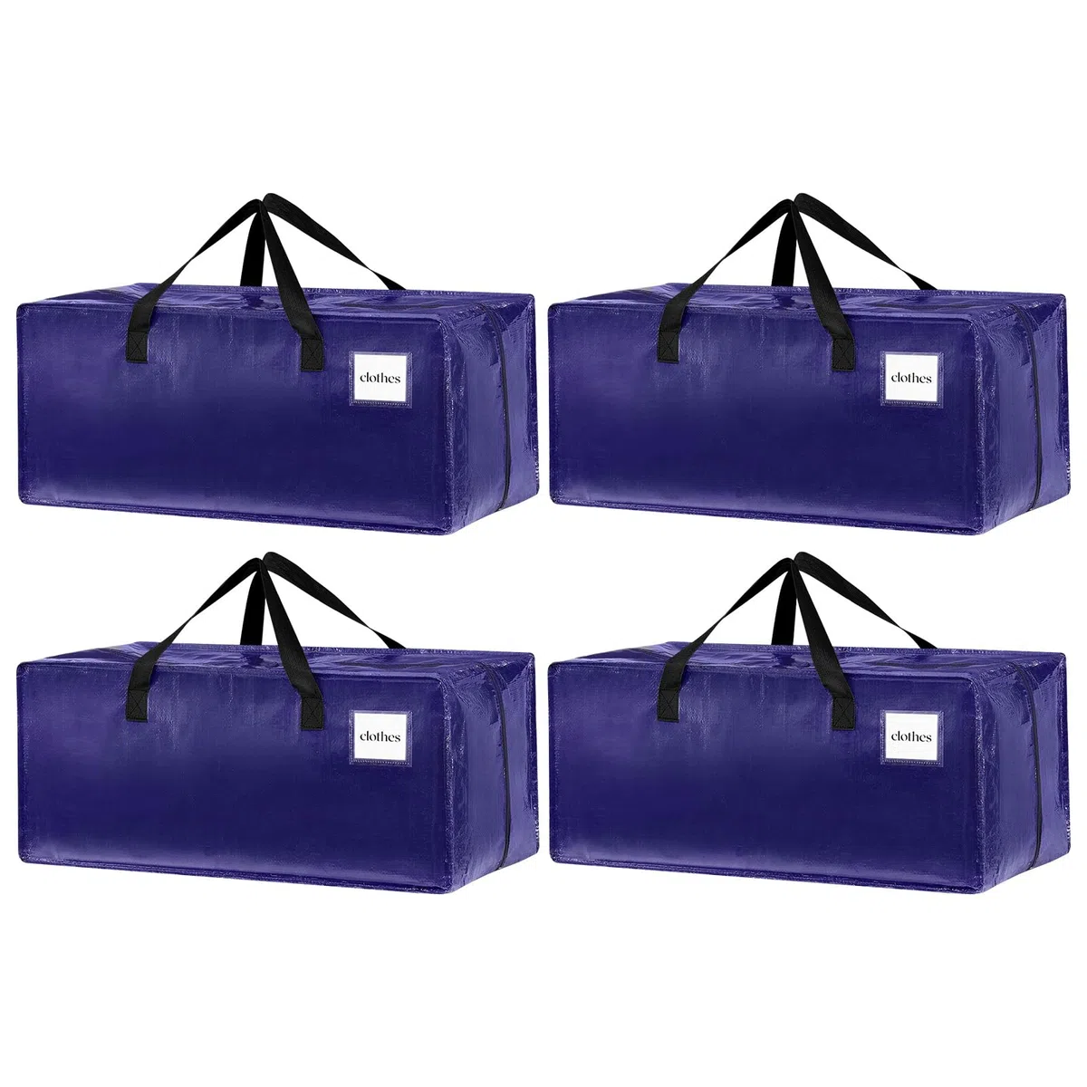 4 Piezas 92 L Bolsa De Almacenamiento, Bolsas De Mudanza Impermeables, Caja De Mudanza Grande Con Cremallera Y Asa, Adecuado Para Mudanzas, Campamentos Y Almacenamiento De Ropa