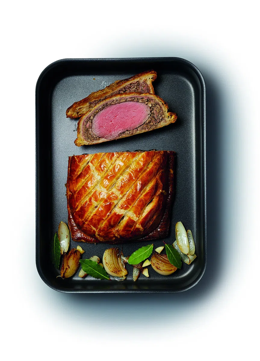 Bandeja de horno profesional de anodizado duro, antiadherente, grande 42 x 31 cm, aluminio, negro, 37x26.5x6.5 cm