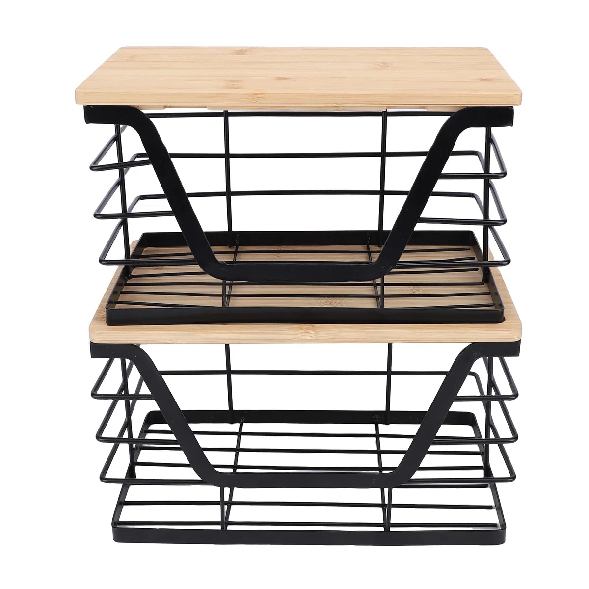 Soporte para Bolsas de Basura, 2 Unidades de Almacenamiento Apilable con Apertura Amplia y Tapa de Madera, Organizador Dispensador de Bolsas de Basura para 13 de 33 y 4 de 10 Galones, Debajo