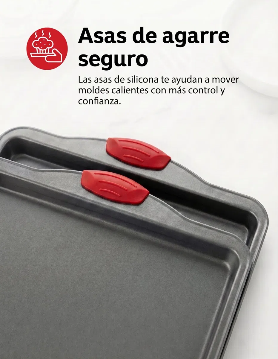 Bandeja antiadherente de Boxiki Kitchen| Bandeja para horno 100% no tóxica, revestida de acero inoxidable | Aptas para el lavavajillas