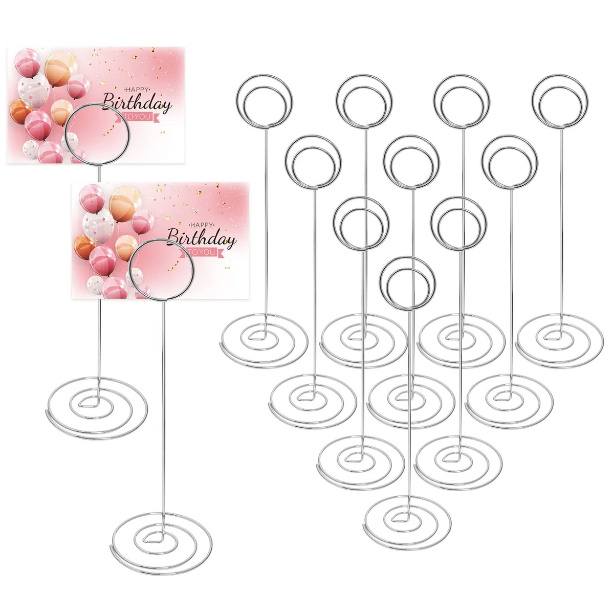 12 Piezas Soportes para Números de Mesa para Bodas (Plata) 22cm Soportes para Tarjetas de Nombre de Foto, Soporte para Tarjetas Memo de Lugar para Fiestas, Titular de Número Foto Notas