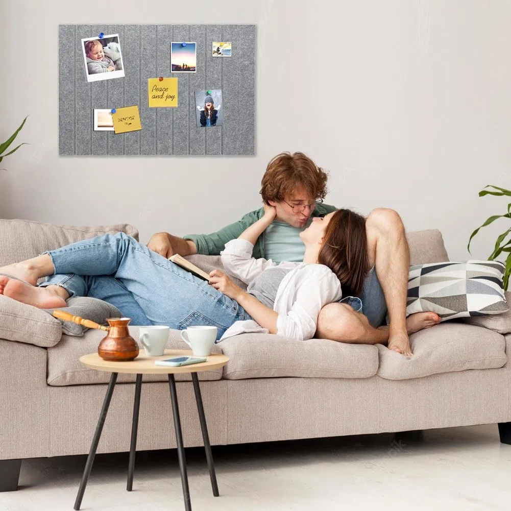 Gohytal 60 x 40 cm pequeño tablón de anuncios grande decorativo de fieltro, tablero de pines de 0,9 cm de grosor, pared de corcho, pizarra plegable con cinta adhesiva autoadhesiva para salón