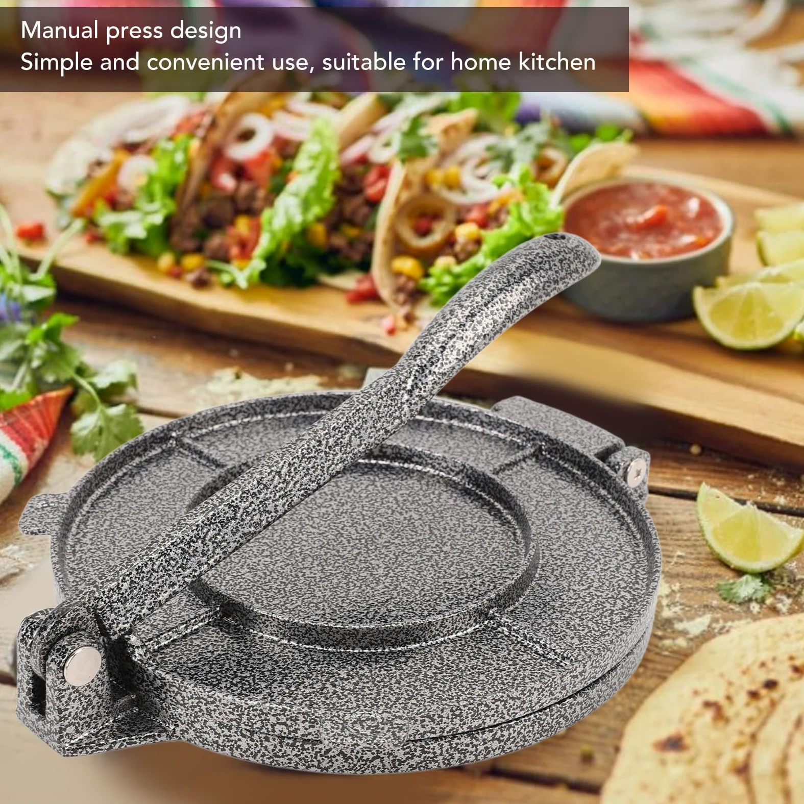 Prensa para Tortillas de 6.3 pulgadas, Hecha de Aleación de Aluminio, Ideal para masa de harina y preparación de tortillas, tacos, roti y empanadas