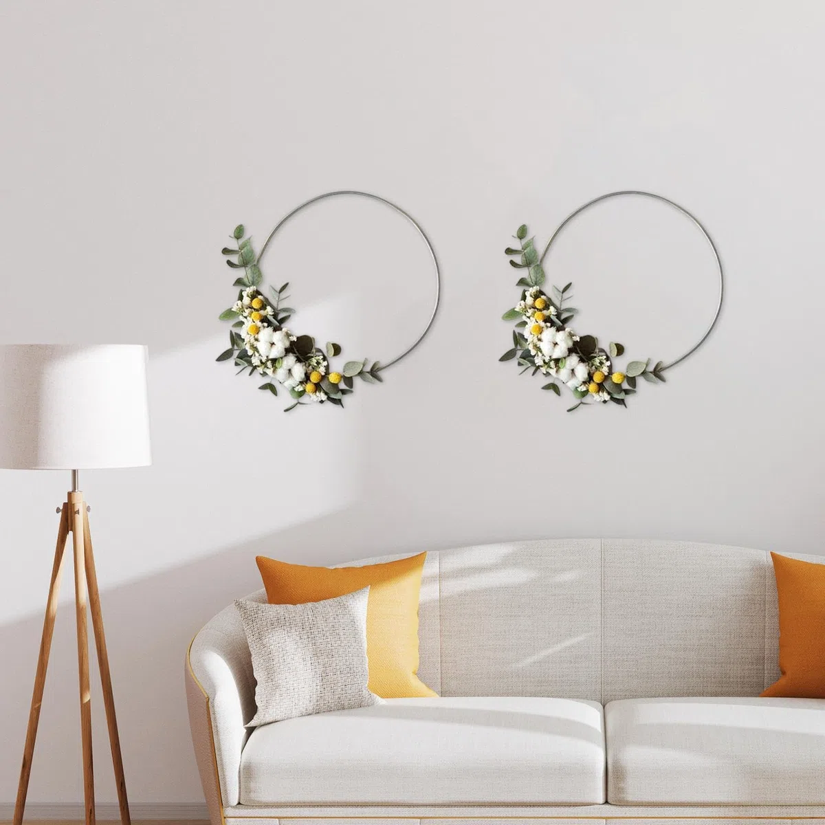LOVIVER 2 Piezas Metal Floral Hoops Rings Anillos de aro Artesanal Artesanía de Pared Redonda Manualidades Colgantes multifuncionales para de Bodas, Diámetro 45 Cm