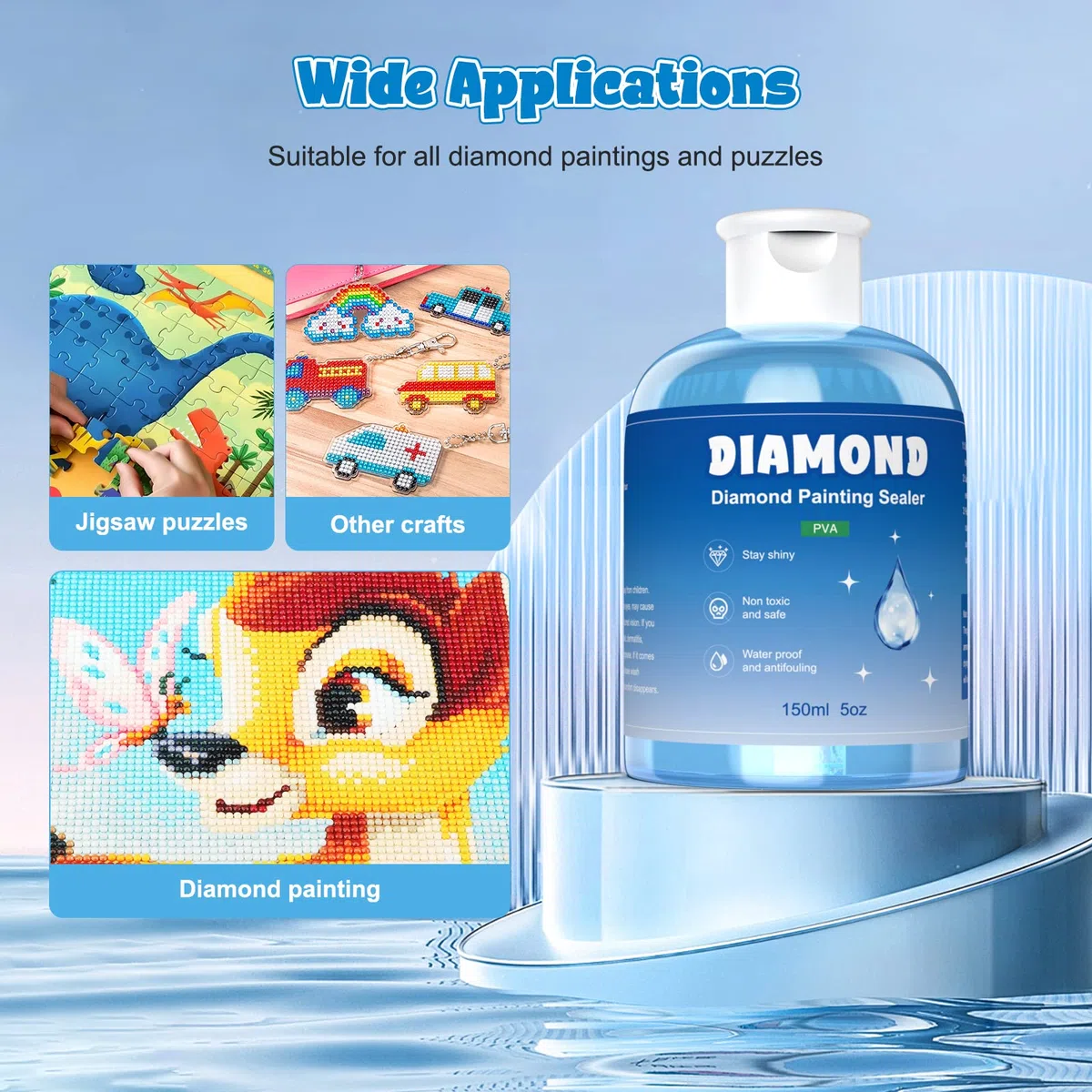 GHHKUD Sellador Transparente para Pintura de Diamante, Diamond Painting Kit Completo, Diamond Painting Accesorios, Protección para Fijar y Sellar Diamantes, para 5D Diamond Painting–450 ml