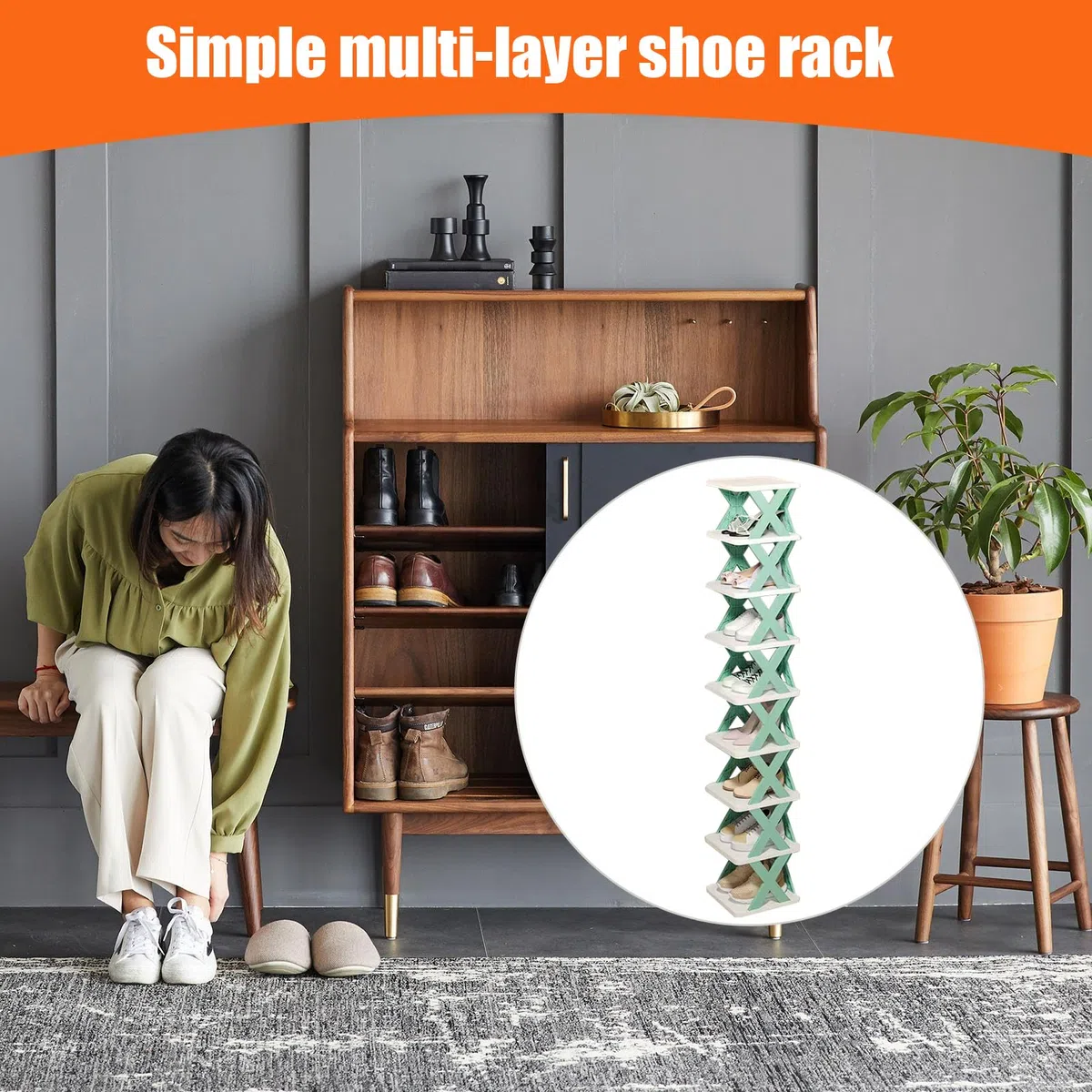 Estante Vertical para Zapatos | Organizador Plegable Alto para Calzado | Estante Multifuncional para Espacios Reducidos en, Armario, Baño, Pequeño Apartamento y Esquinas