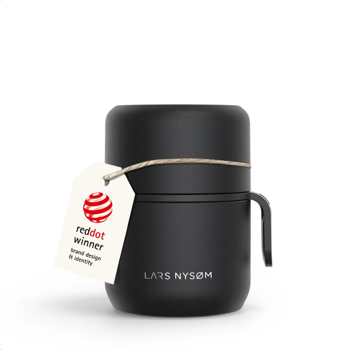 LARS NYSØM Tarro Térmico de Acero Inoxidable - Recipiente Hermético para Comida Caliente y Fría, Termo de Boca Ancha para Sopas, Trabajo y Viaje (Carbon Black, 350ml)