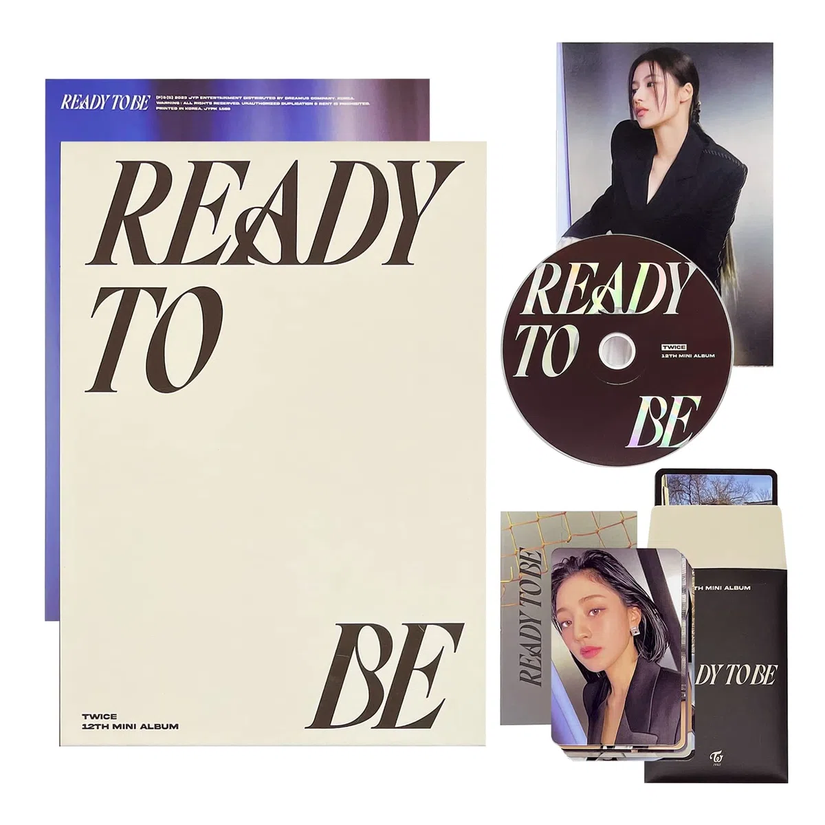 TWICE - 12th Mini Album [READY TO BE] (BE Ver.) Photobook + CD-R + Folded Poster + Postcard + Message Photocard + Photocard + 1 PVC Card