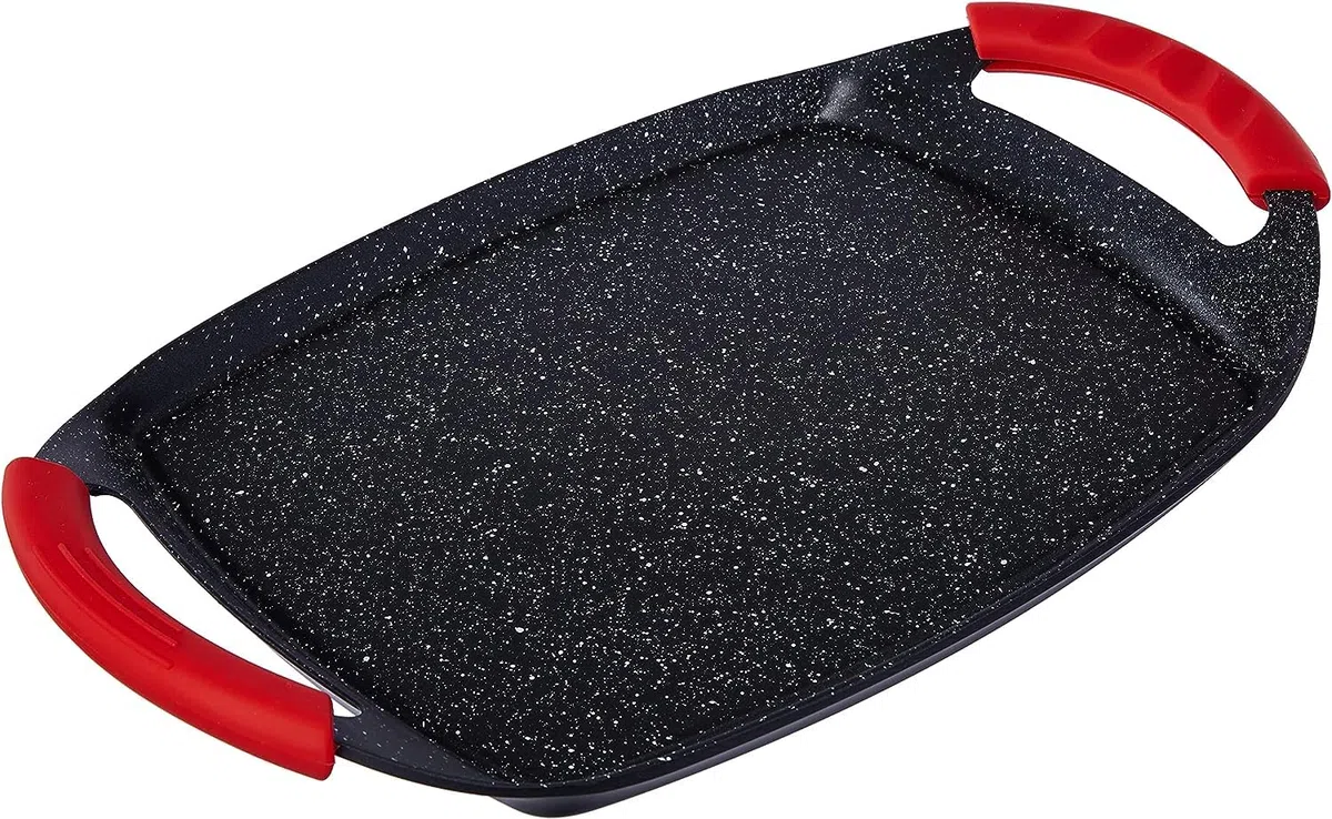 Plancha de Asar con Revestimiento de Piedra Antiadherente, Apta para Inducción, Vitrocerámica, Gas y Placa Eléctrica, Libre de PFOA (36 cm)
