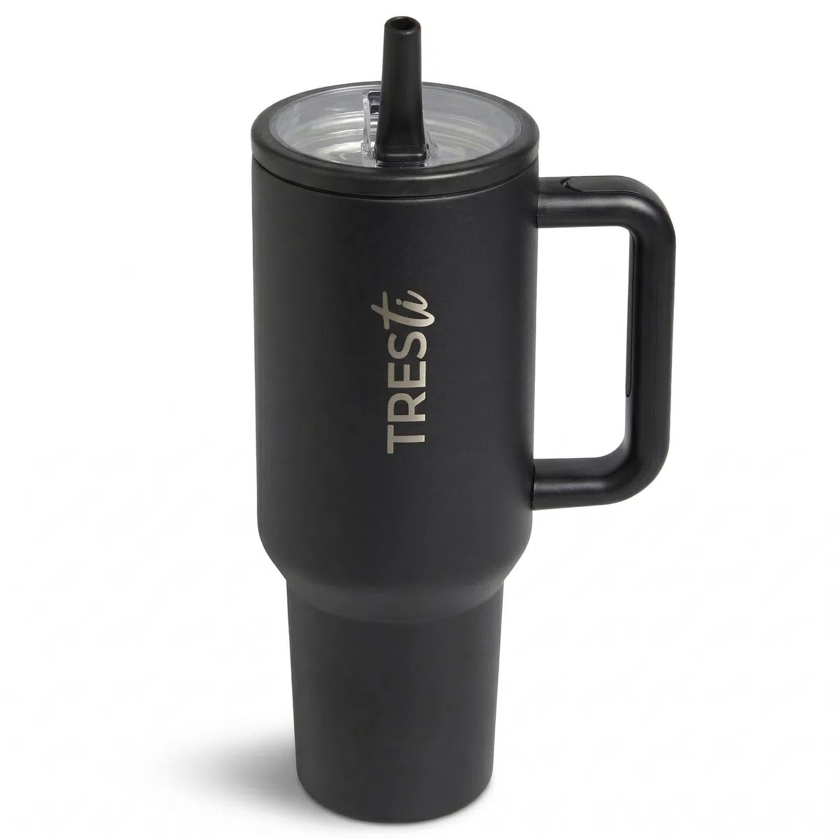 Tumbler Térmico 1,2L (40oz) con Asa y Pajita Abatible - Termo de Acero Inoxidable 100% Antigoteo - Vaso Térmico EcoSostenible - Mantiene Frío 12H y Calor 6H - Negro