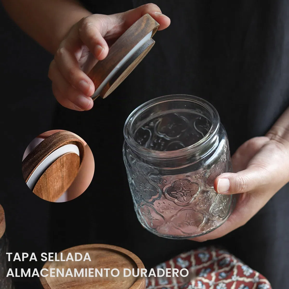 BigKing Juego de 4 tarros de vidrio vintage, recipiente transparente para alimentos, tarros de vidrio para almacenamiento de café, té, azúcar, especias, harina, frijoles, frutos secos, galletas (450
