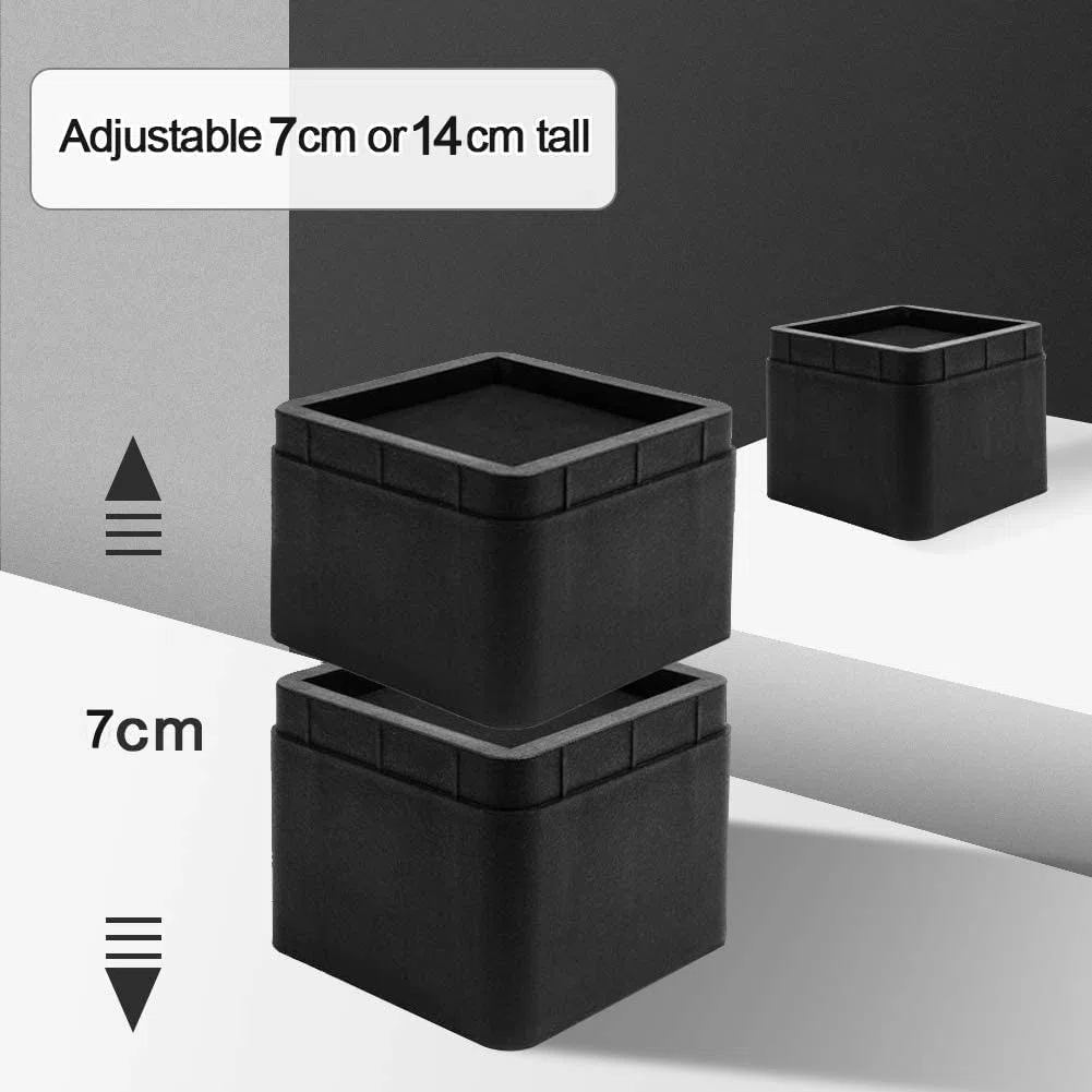 Uping Elevador de Muebles Alza de Mueble Elevadores para Camas Mesas o Mobiliario, Aumente Altura en 7 cm o 14 cm (Nero)
