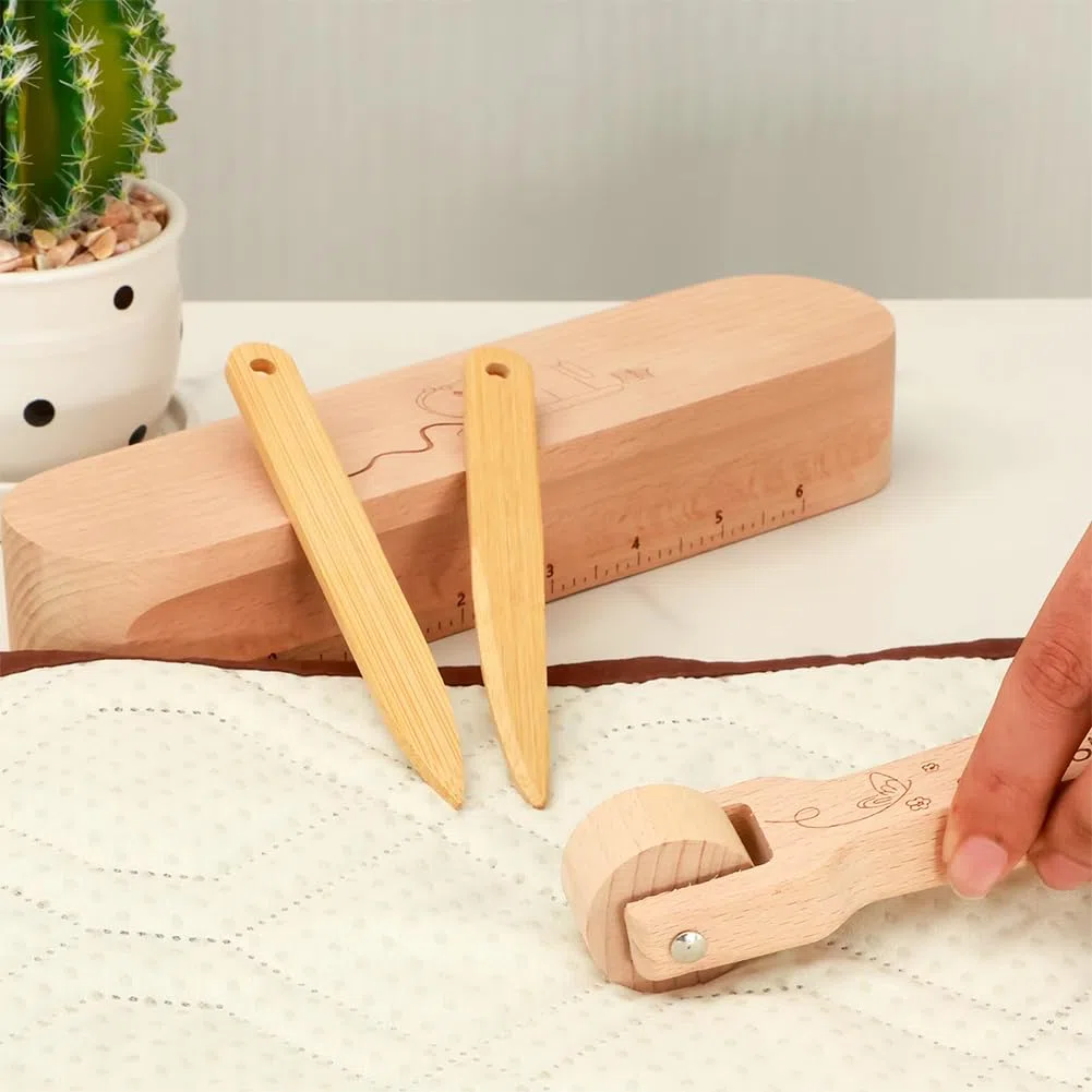 Leoapcat Clapper de Sastre, Juego de Badajo de Sastre de Madera de Haya con Rodillo de Costura para Acolchar para Coser Acolchados para Aplanar Telas, Presionar Puntos, Arrugas de Ropa, Bordado