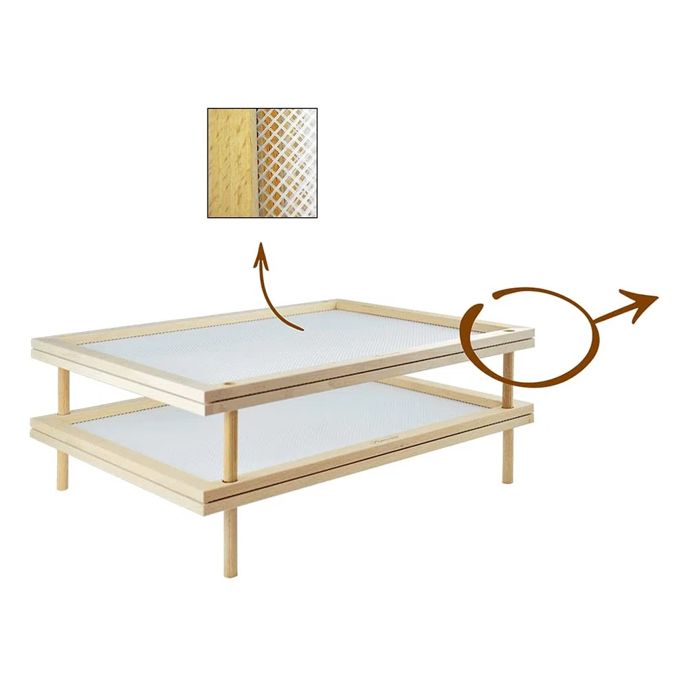 Secador de alimentos apilable con red de madera, estantes de secado de pasta, hierbas, multiusos, soporte para secadora de alimentos de 2 niveles