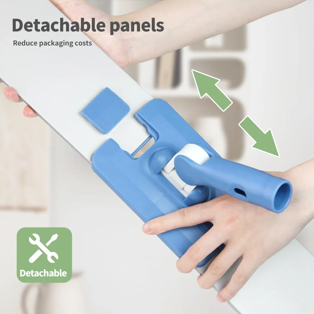 CQT Sistema de Limpieza de Piso de Microfibra Plana Comercial, 61 cm, para Mojado y seco y Polvo de Madera Dura con 4 Almohadillas Lavables, Limpiador para Azulejos laminados, Mango y extensión de