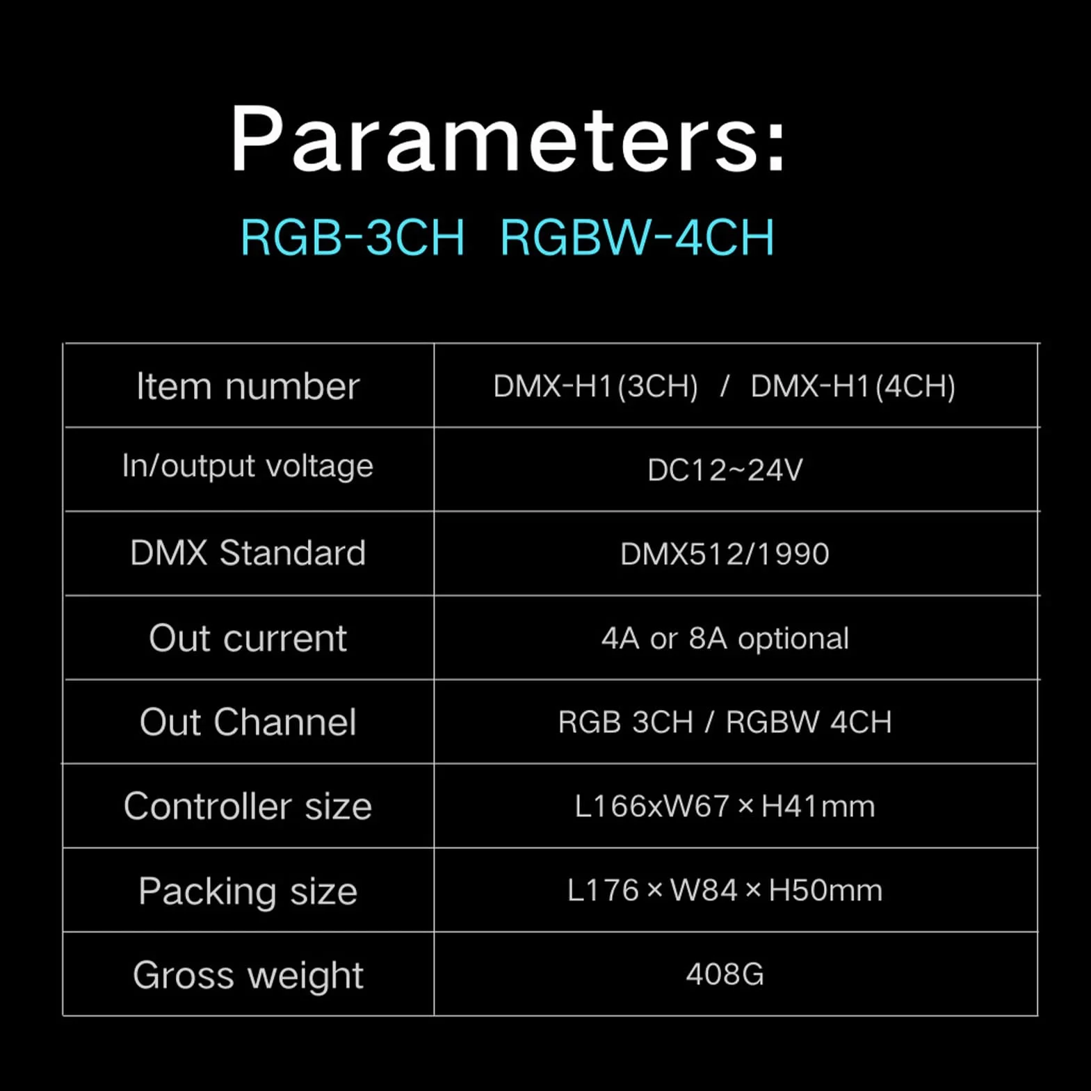 Descodificador DMX 512 de 4 Canales Descodificador DMX de 4 Canales Descodificador RGB Ajuste Controlador de Descodificador LED de Atenuación RGB para Bares Hoteles Barras Sobrias (8A por canal)