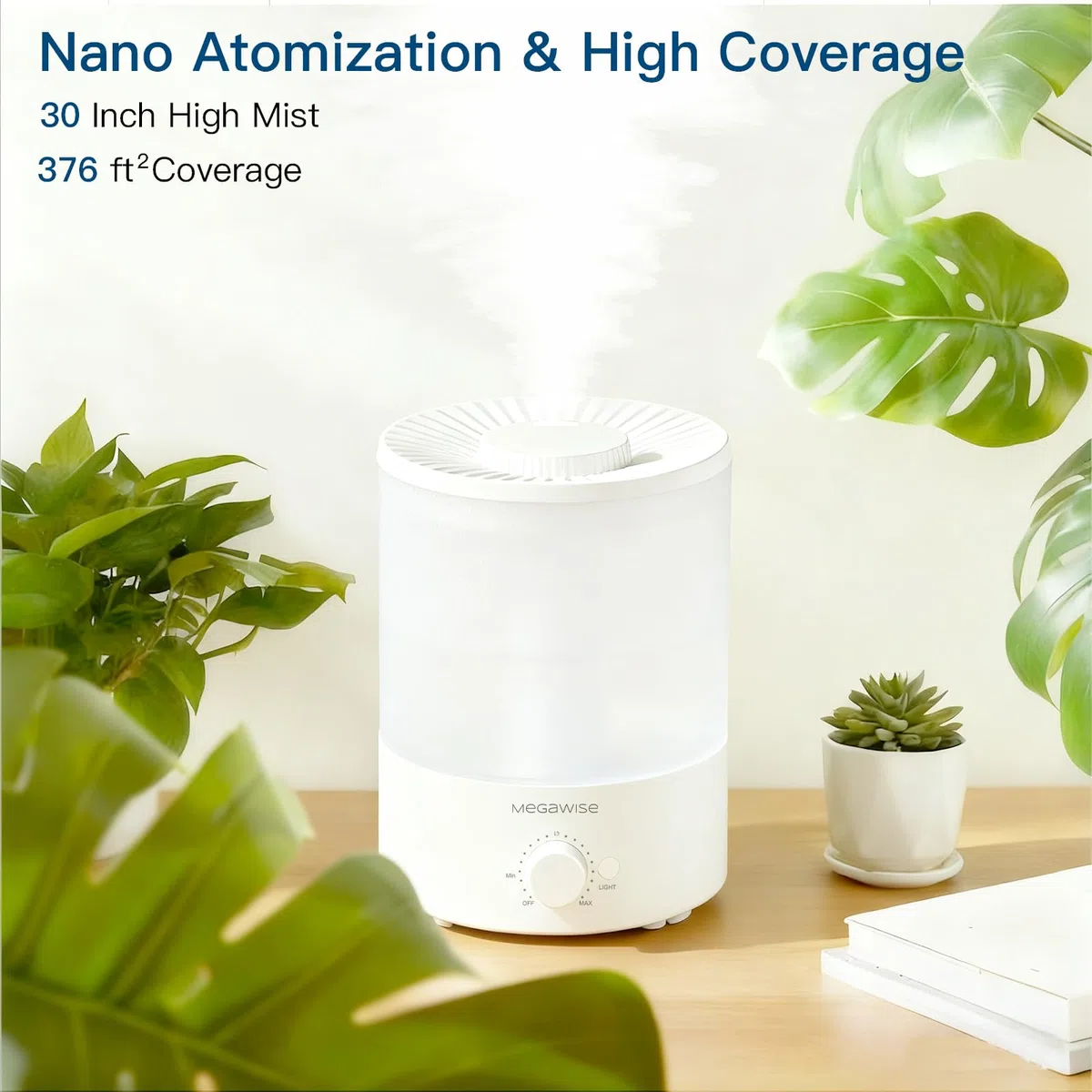 Megawise topfil 7 color Humidificador de lámparas nocturnas para dormitorios infantiles, capacidad 3.5l, diseño sin fugas, salida de niebla apagada automáticamente